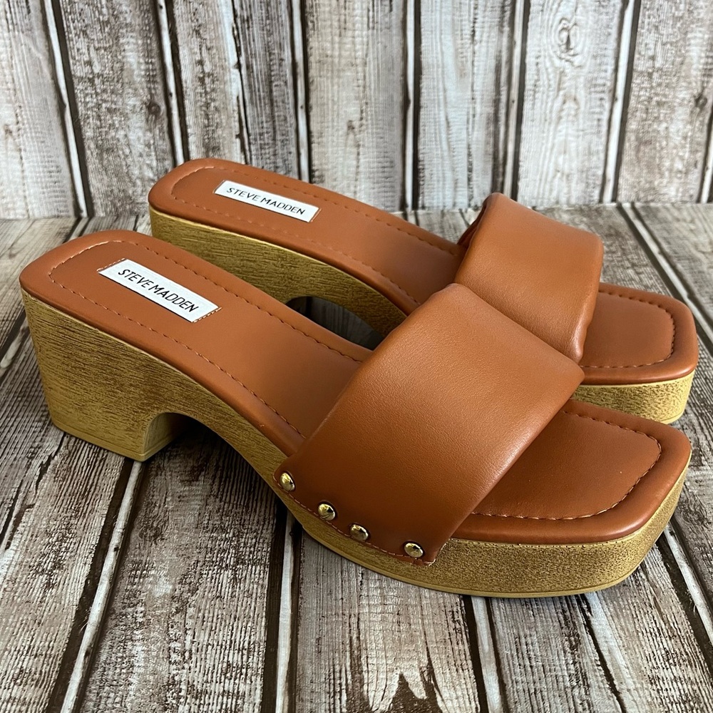 Steve Madden Chana Slide Cognac NWOT